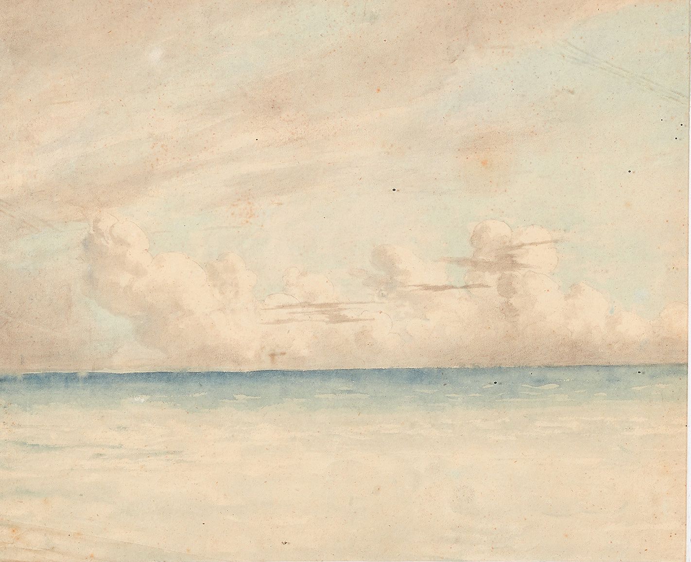 École Française du XIXe siècle 海上的天空研究
水彩画，在画座上用铅笔注有 "Daubigny"。
21,5 x 25,5 cm