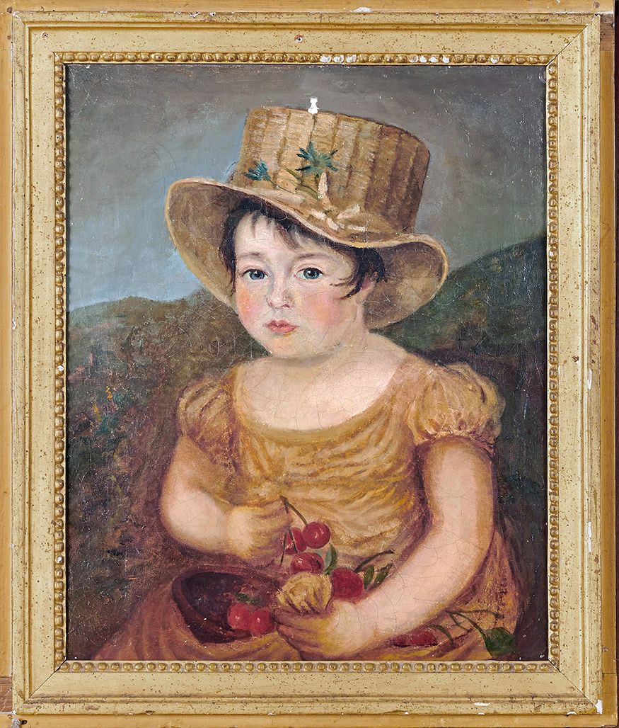 École FRANÇAISE du début du XIXe siècle Portrait de jeune fille aux cerises
Huil&hellip;