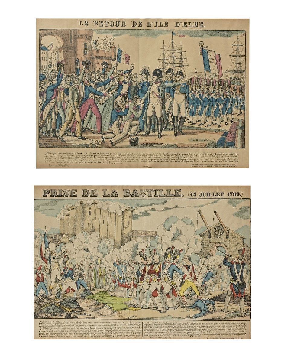 Null 十三幅表现拿破仑时期场景的埃皮纳尔画作系列。Pellerin印刷的。10个带框，3个成片。