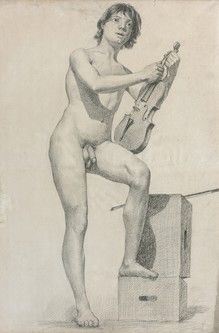 Null Henri Ferdinand BELLAN (1870-1922) Accademia di un giovane che tiene un vio&hellip;