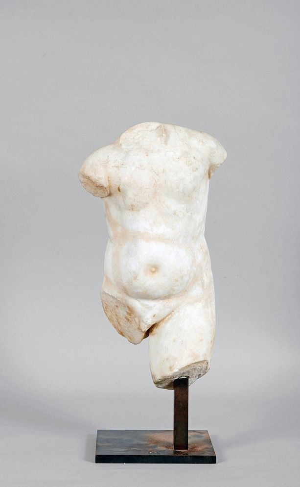 Null White marble torso of a young man. Roman period, 2nd century. (Limestone de&hellip;