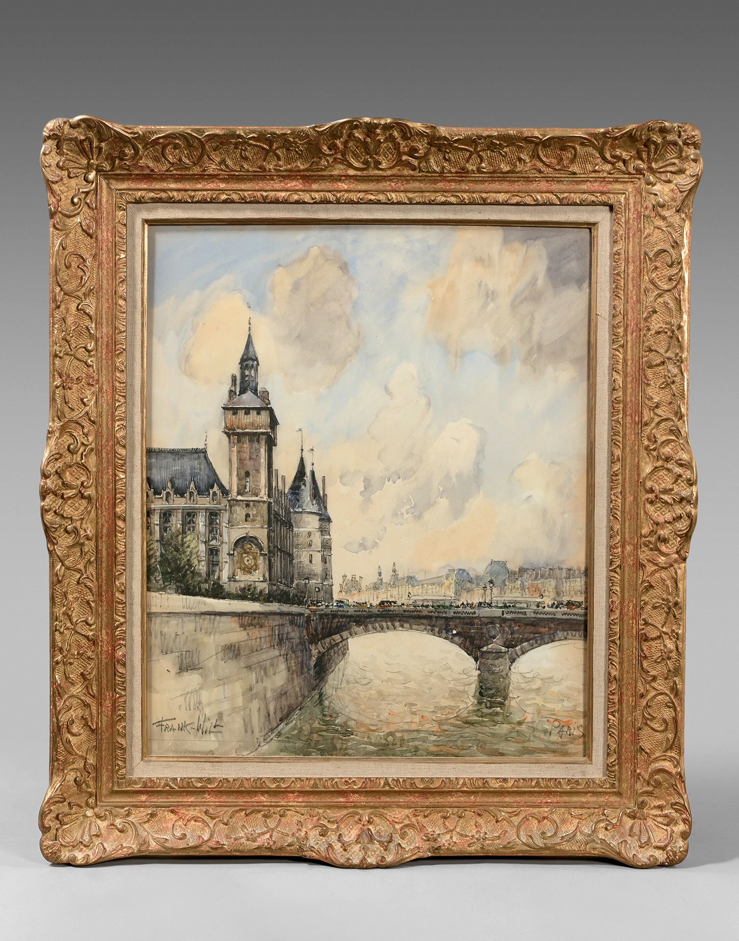 FRANK WILL (1900-1950) Quai de l'horloge, Paris
水彩画，左下方有签名，位于右下方。
54 x 44 cm