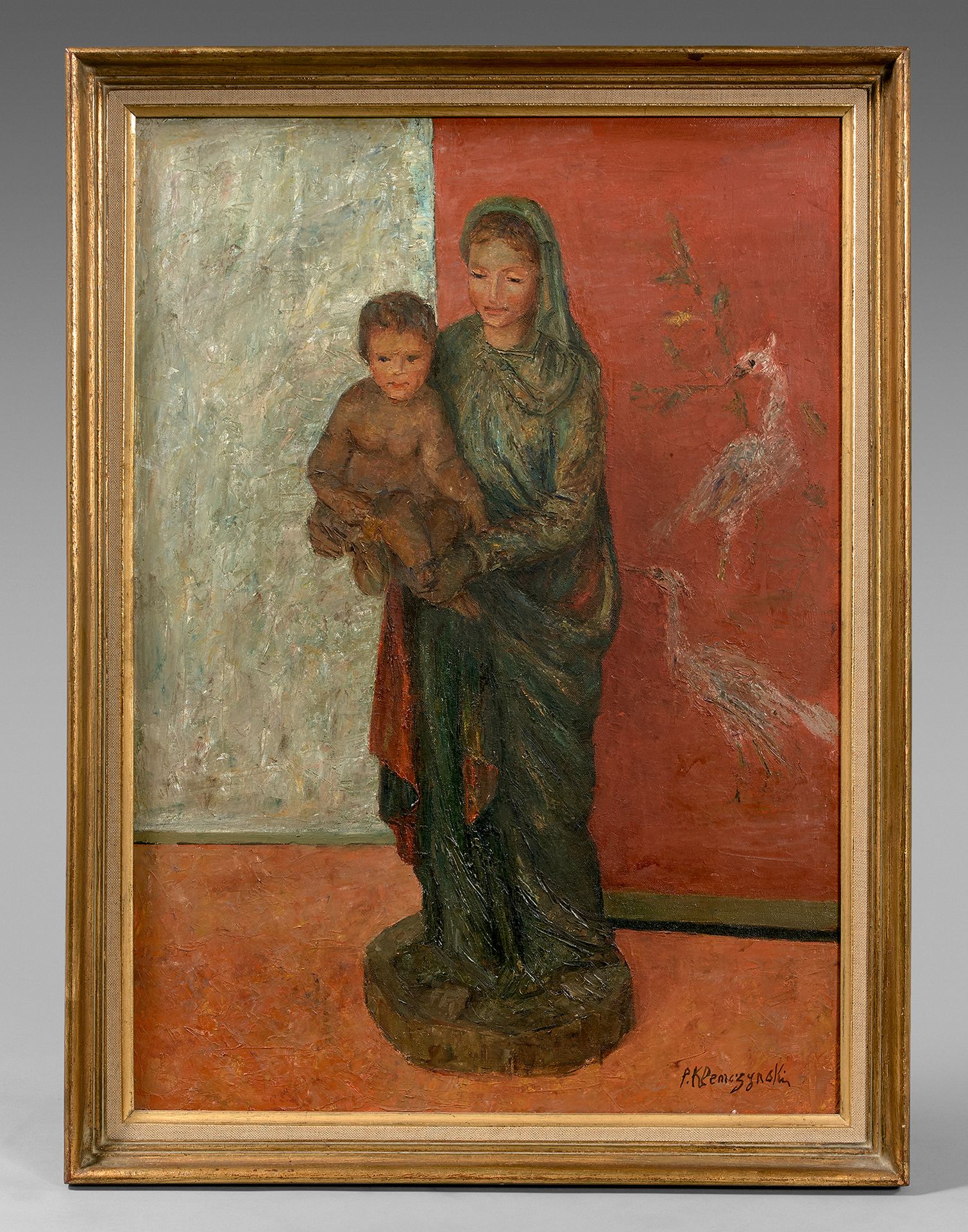 Pierre KLEMCZYNSKI 圣母与儿童
布面油画，右下方签名。
63 x 45 cm