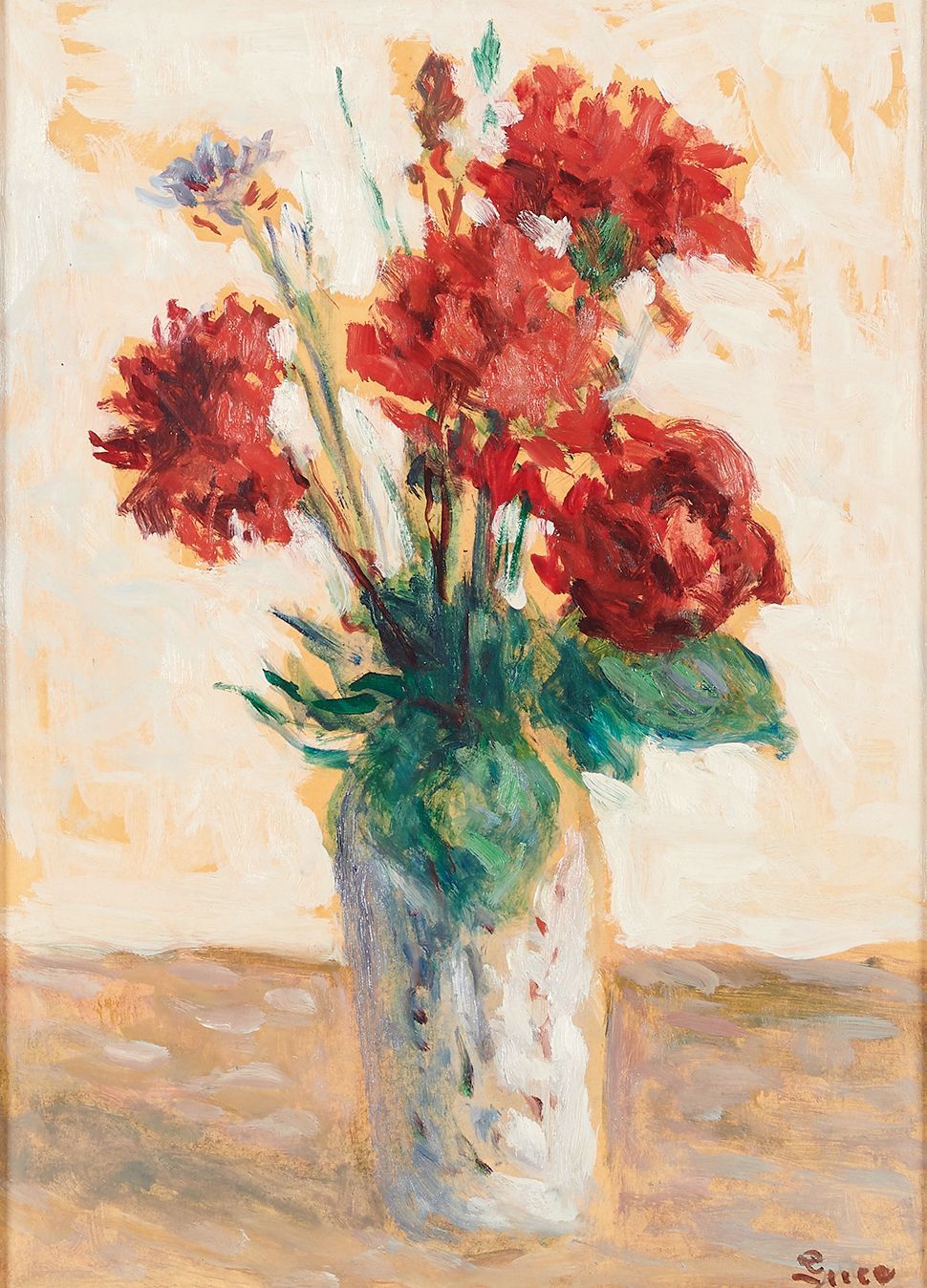 Maximilien Luce (1858-1941) Bouquet d'œillets
纸上油画装裱在画布上，右下方签名。
33 x 24 cm
参考文献：&hellip;