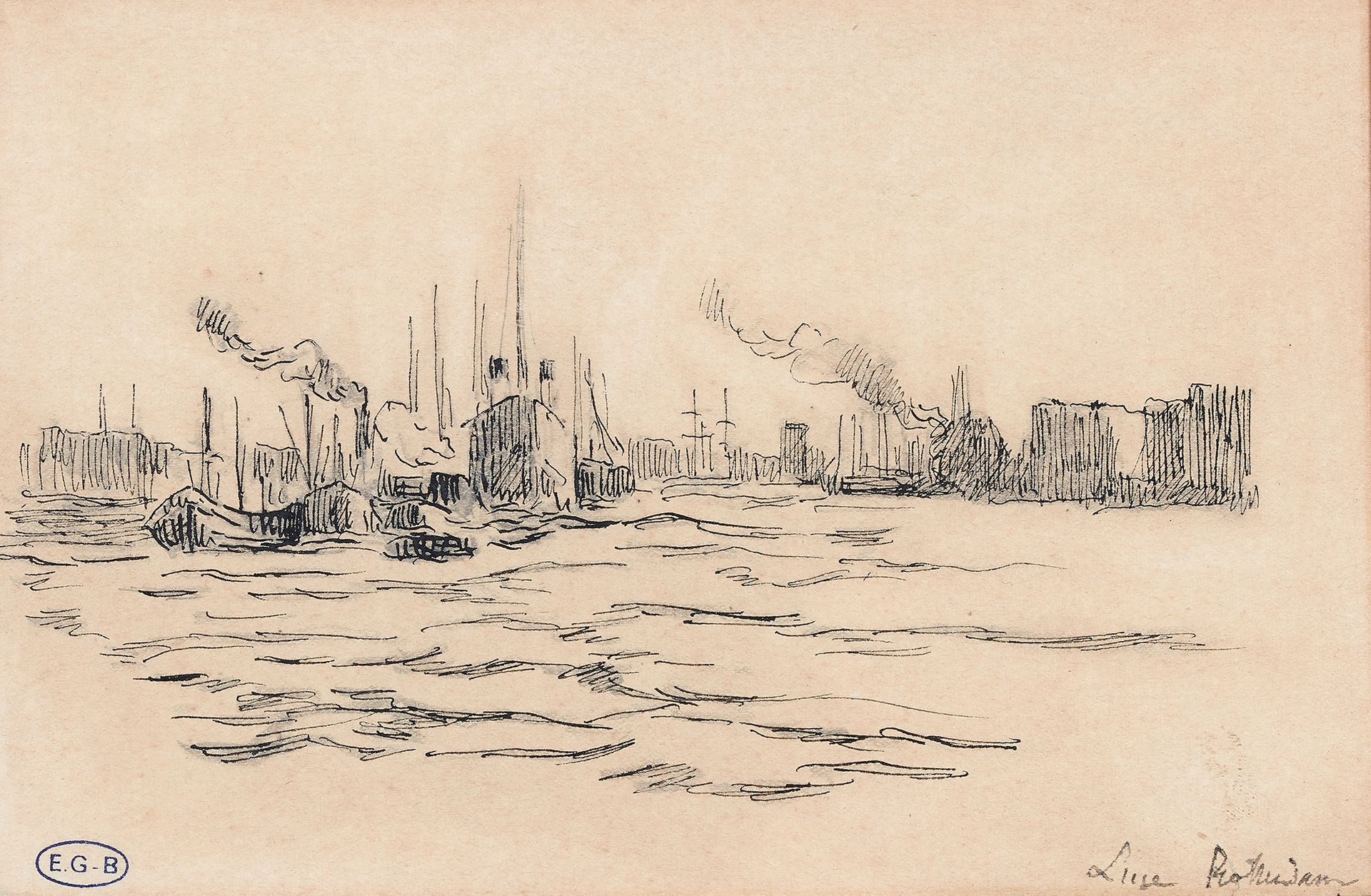 Maximilien Luce (1858-1941) The port of Rotterdam, boats at the quay
Drawing in &hellip;