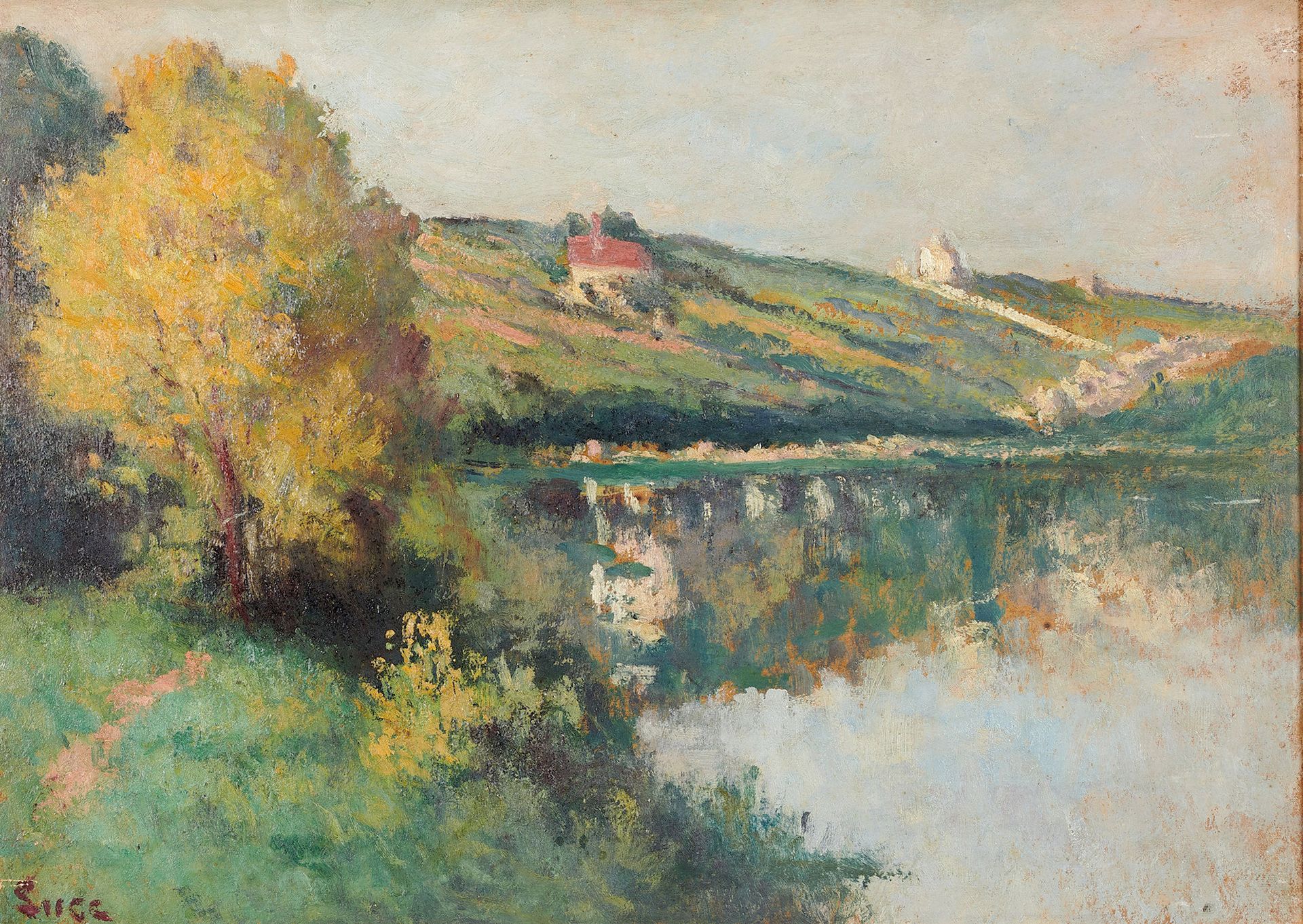 Maximilien Luce (1858-1941) Rolleboise, the Seine in front of the church
Oil on &hellip;