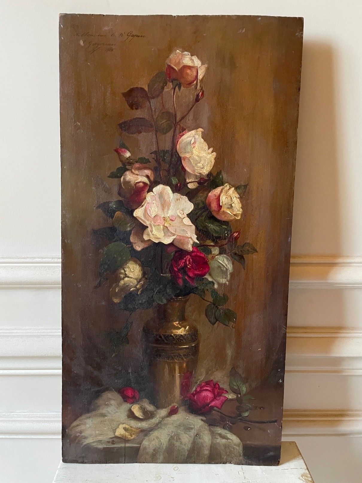 Null Lotto di dipinti tra cui: Gregoriano "Bouquet di fiori in un vaso", dedicat&hellip;