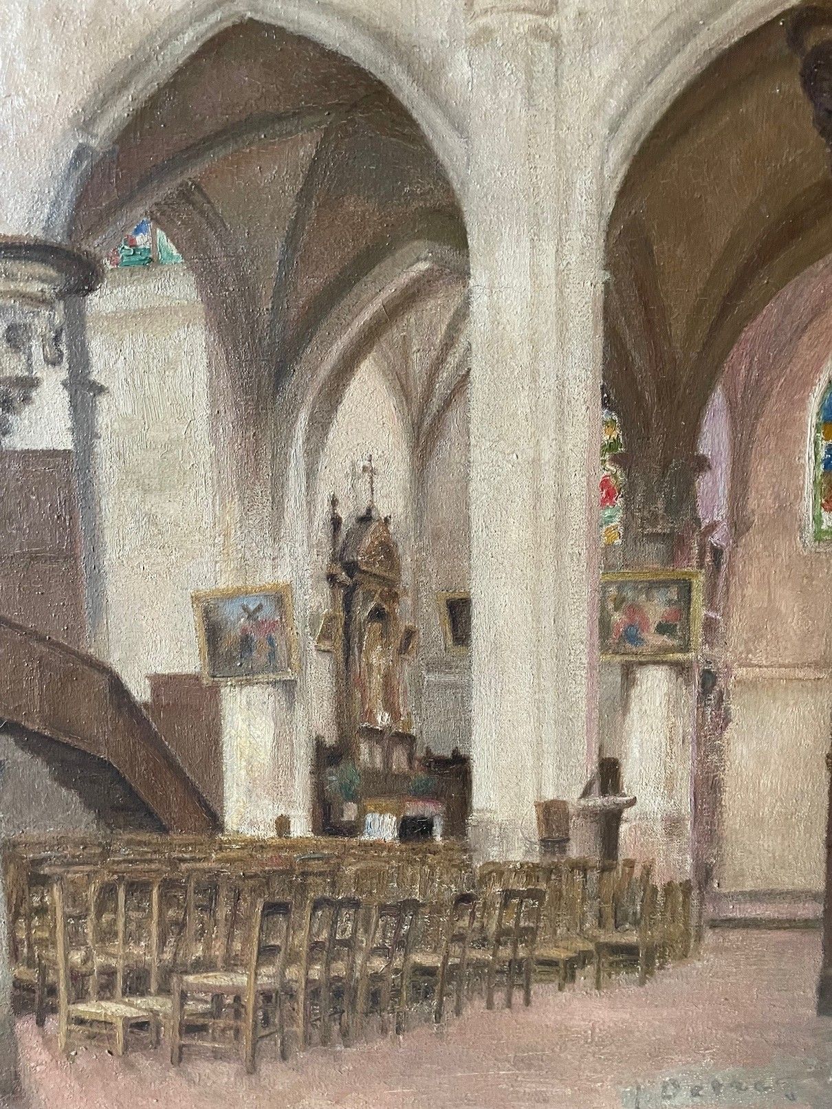 Null School XIXth

 "Interior of a church

Oil on canvas, signed lower right.

6&hellip;
