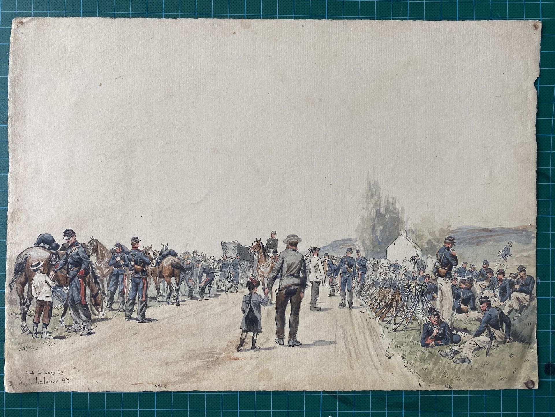 Null 
ALPHONSE LALAUZE (1872-1941), Parada de un regimiento de artillería, guerr&hellip;