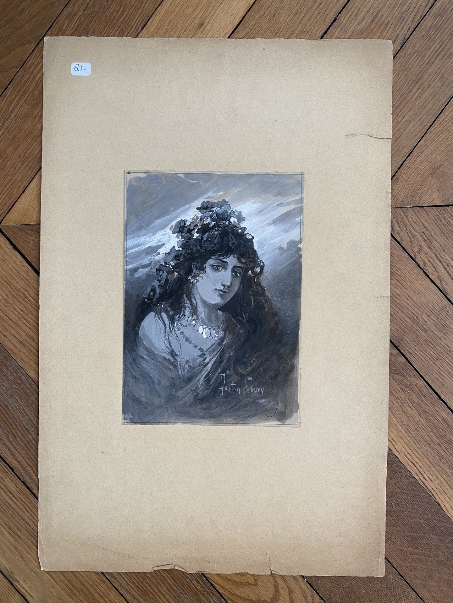 Null 
GASTON NOURY (1865-1936)




Femme en bacchante, 




Gouache sur papier, &hellip;
