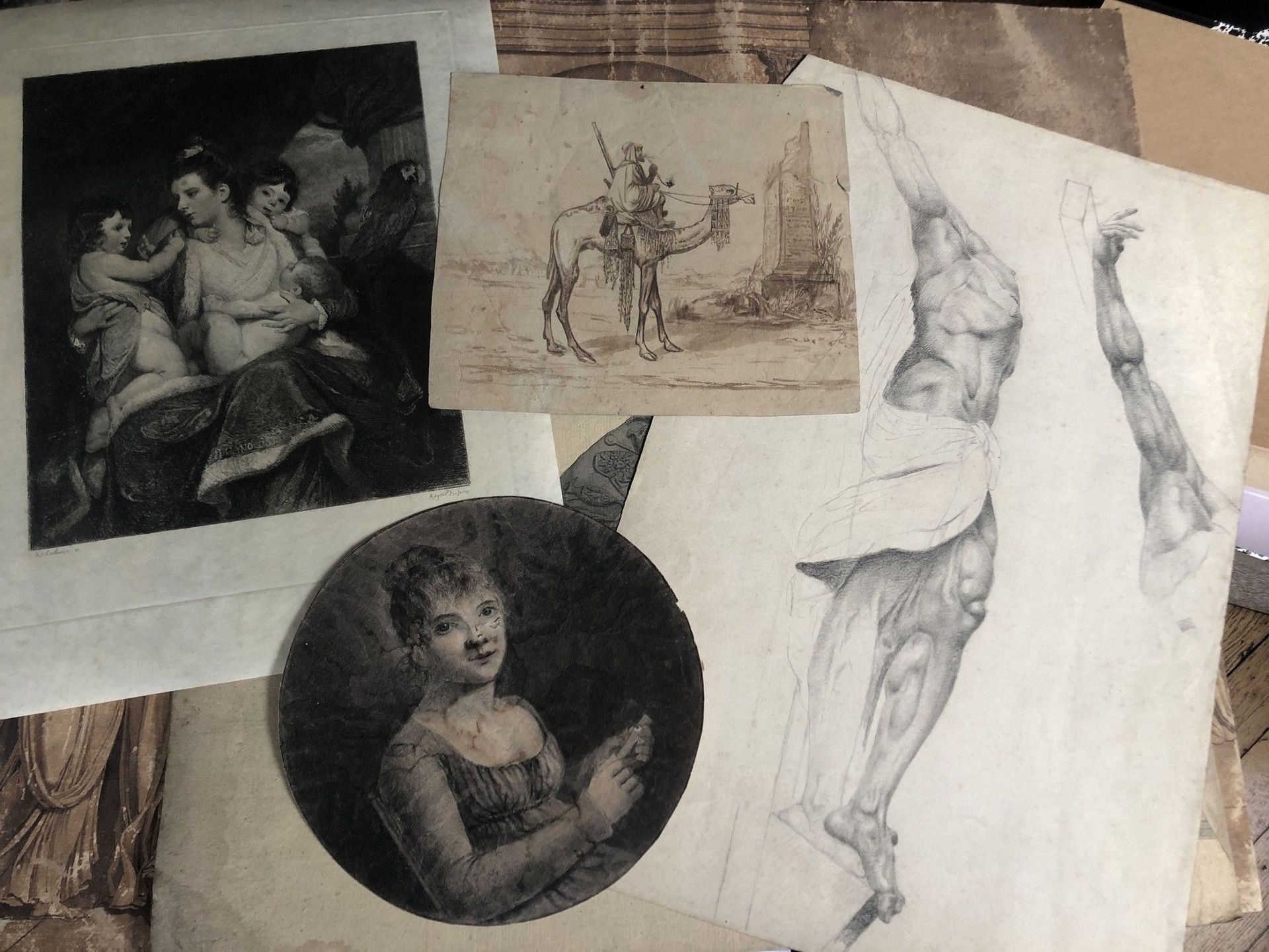 Null 
Lot of 10 old drawings and 2 engravings (XIXth century).




Various subje&hellip;