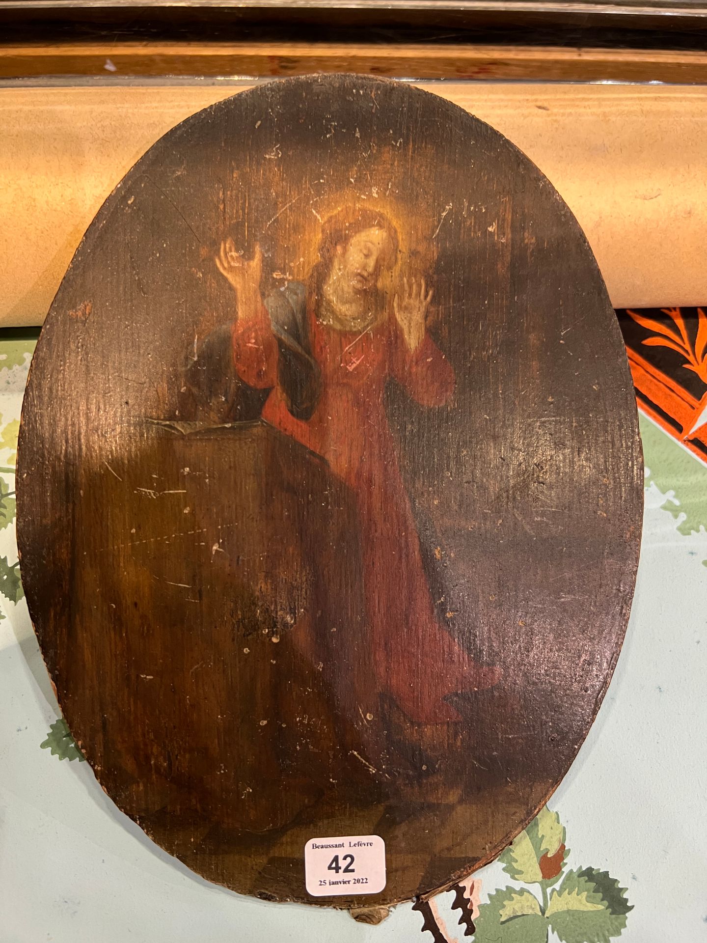 Null 
18世纪的佛兰德学校。




狂喜中的圣徒（报喜时的圣母？）




椭圆形面板上的油画。




23 x 17 cm。




(擦剂、薯片)&hellip;