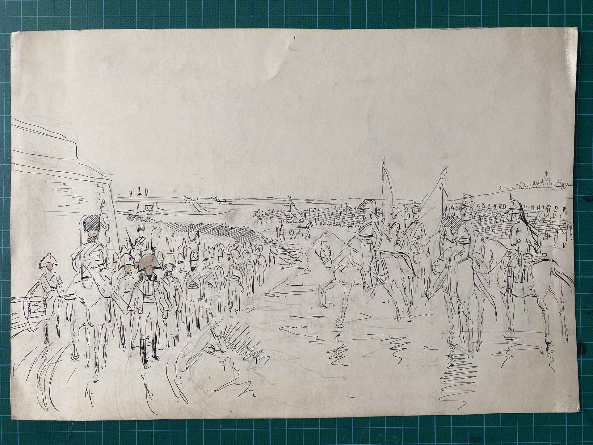 Null 
ALPHONSE LALAUZE (1872-1941), 拉萨尔将军攻占斯特廷的研究报告，根据同名的亲笔画，墨水在坚固的纸上，23.4 x 34.&hellip;