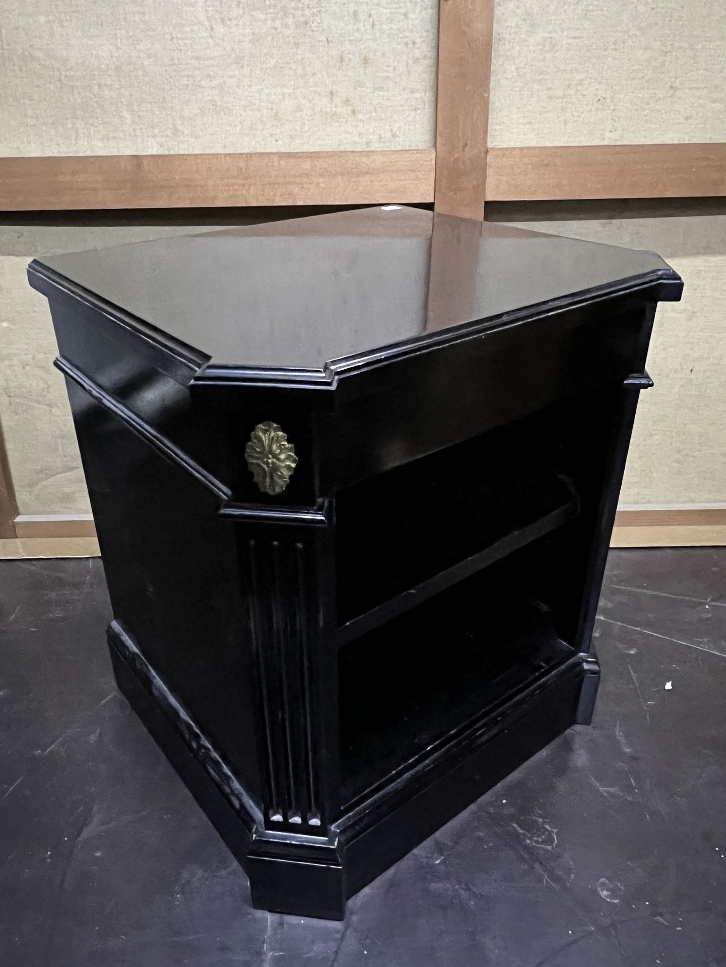 Null Blackened wood cubic bedside table and side table with cloverleaf legs._x00&hellip;