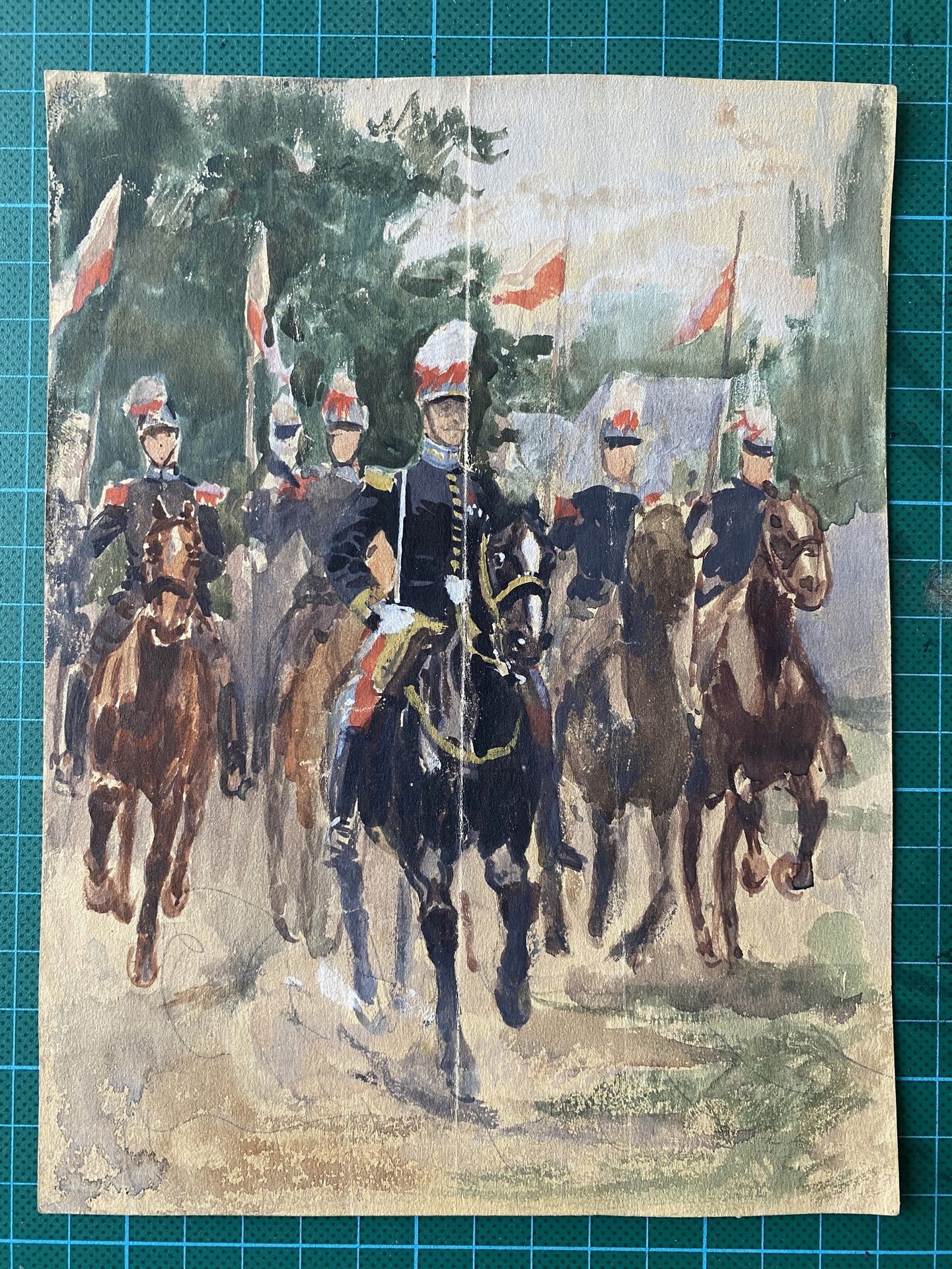 Null 
ALPHONSE LALAUZE (1872-1941), Saint-Cyrpian Cavalry Brigade, gouache and g&hellip;