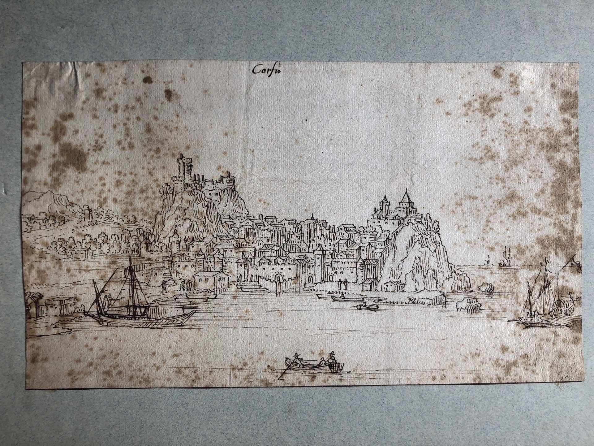 Null 
梅里安（Matthaus Merian，1593-1650）的周围环境。


科孚岛的景色。


钢笔和棕色墨水。


14.5 x 25.3厘米。&hellip;