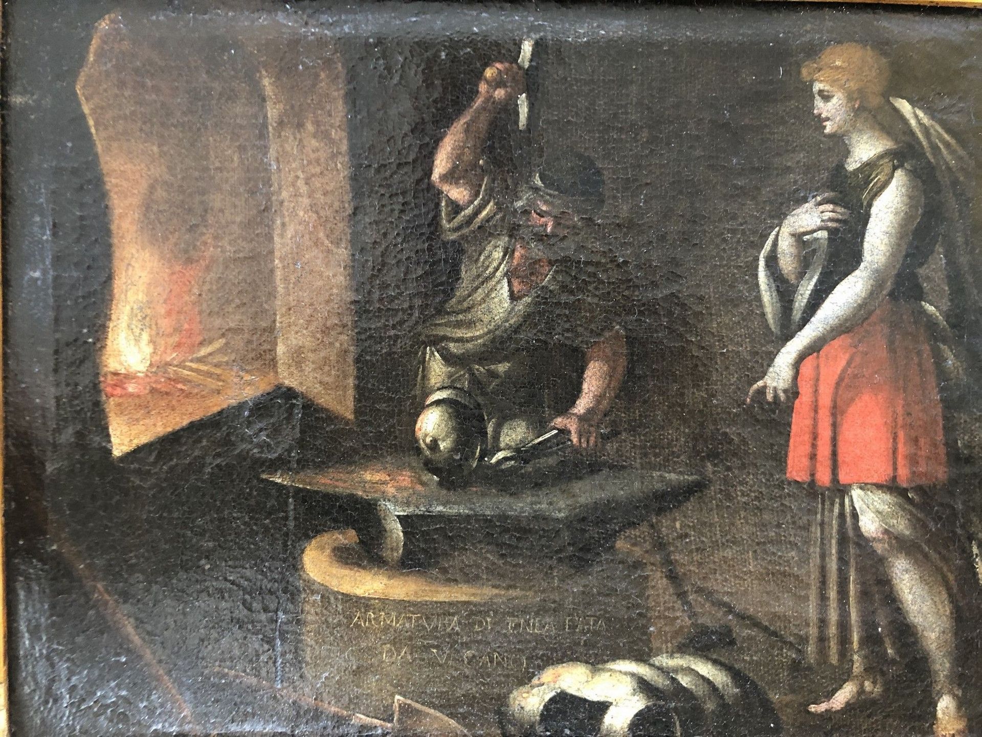 Null 
17世纪初的那不勒斯画派。


埃涅阿斯在瓦肯的锻造厂。


布面油画。


34 x 43厘米。