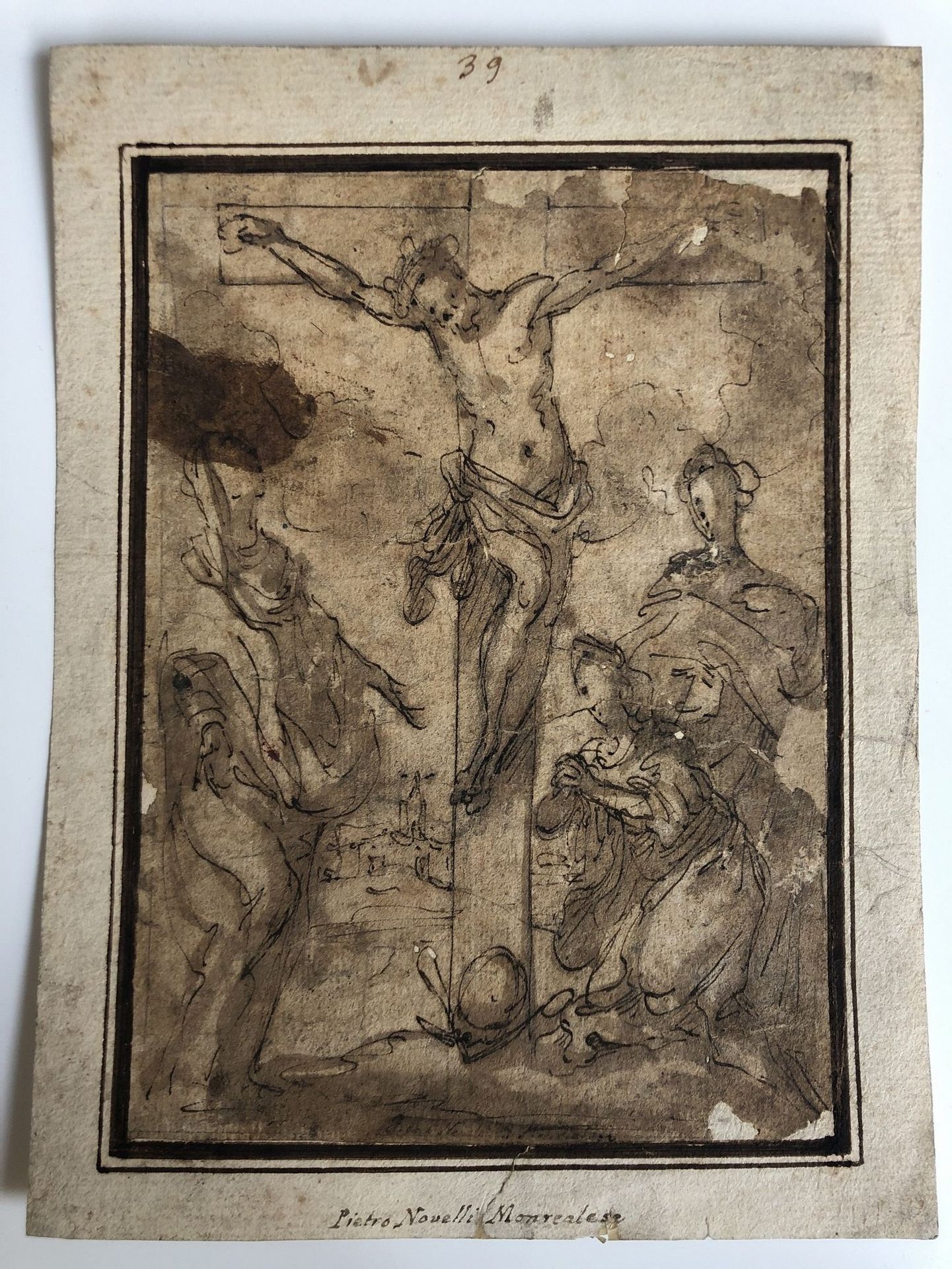 Null 
归功于皮埃特罗-诺维利，被称为伊尔-蒙雷亚斯（1608-1647）。




耶稣受难记。




钢笔和棕色墨水，纸上。




(污点、孔洞、撕&hellip;