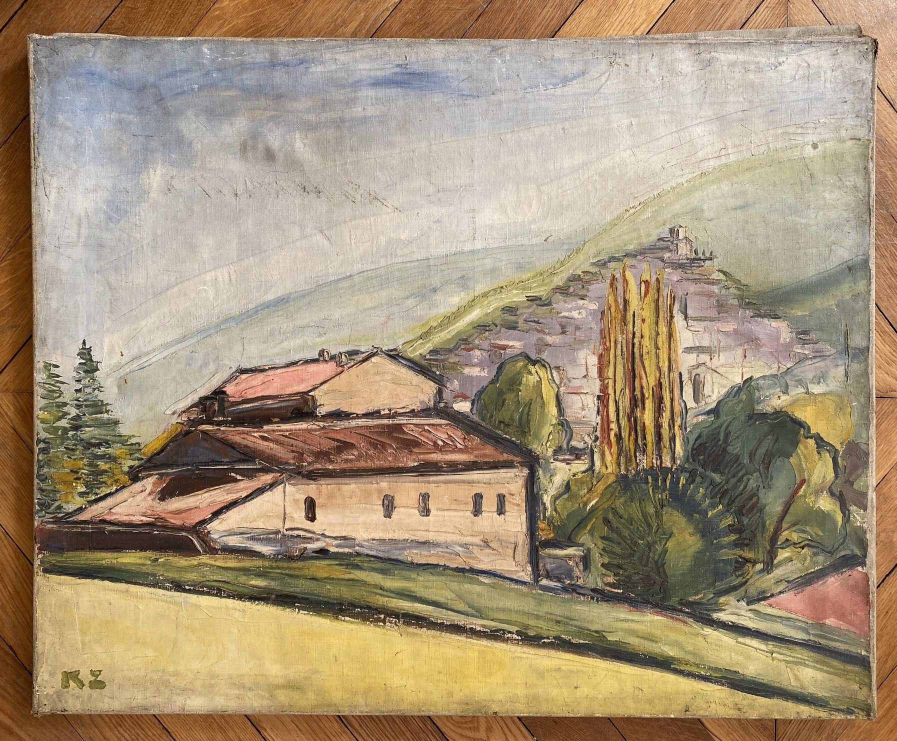 Null 
卡齐米尔-泽列涅夫斯基（1888-1931）。




小村庄的丘陵景观。




布面油画，左下角签有首字母 "KZ"。




65 x 81厘&hellip;