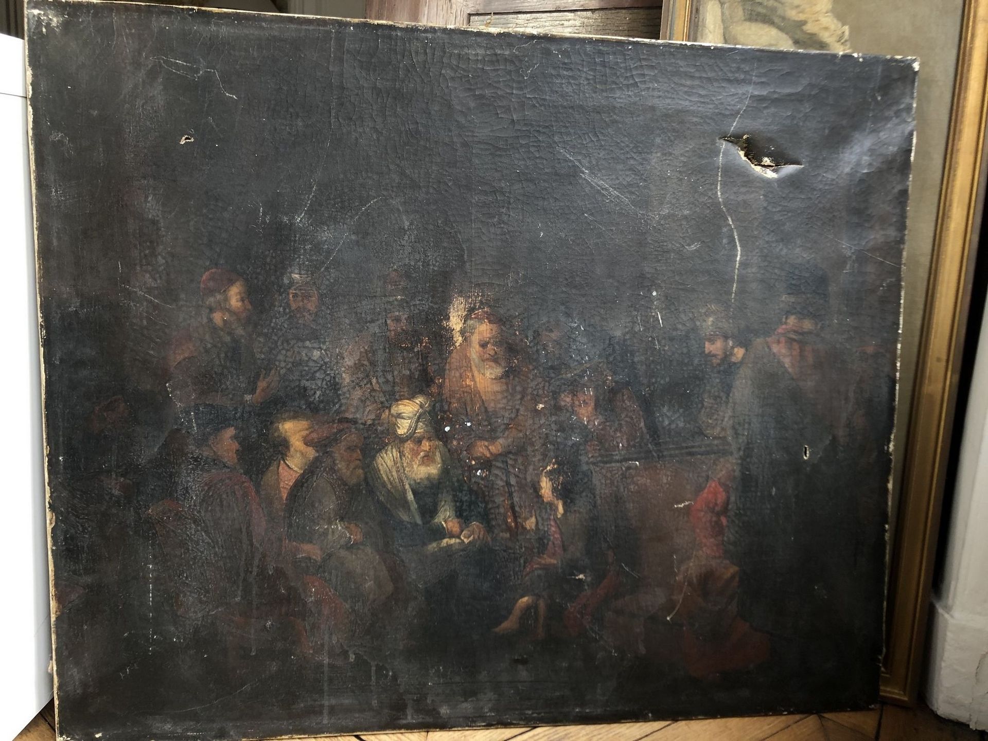Null 
在Gerbrandt van den Eckhout之后，19世纪。




耶稣在圣殿里授课。




布面油画（意外）。




87 x 71&hellip;