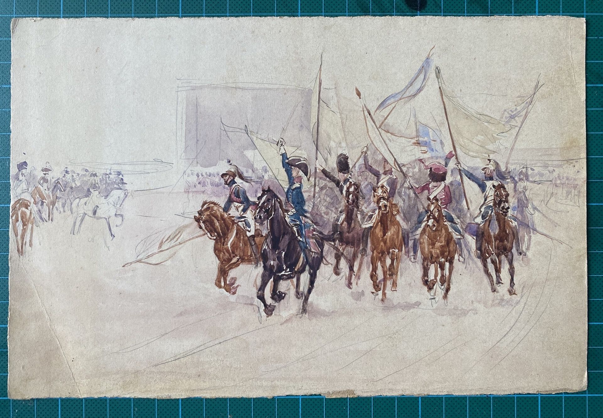 Null 
ALPHONSE LALAUZE (1872-1941)，Ney元帅可能在Eylau的冲锋场景，纸上水彩和石墨，15.8 x 24厘米。 


出处&hellip;