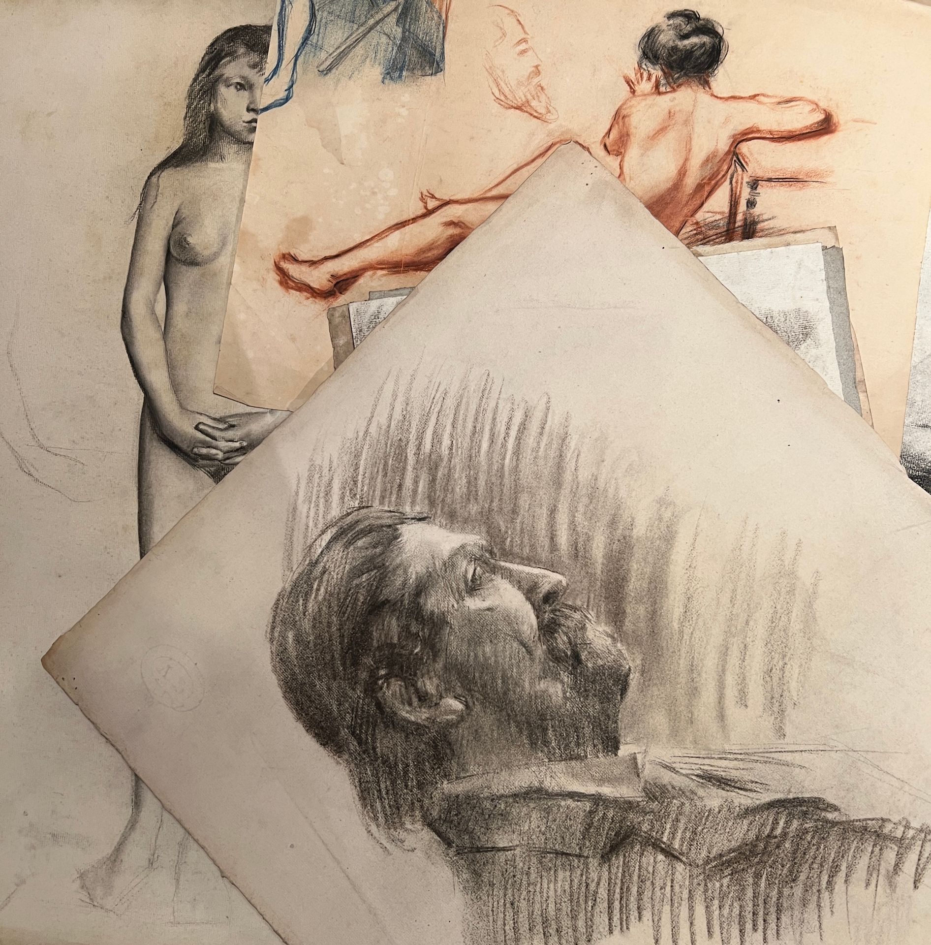 Null 
CLAUDE CHARLES BOURGONNIER (c.1860-1921)


套装的23张图纸包括。




从后面看躺着的女人，裸体学院，&hellip;