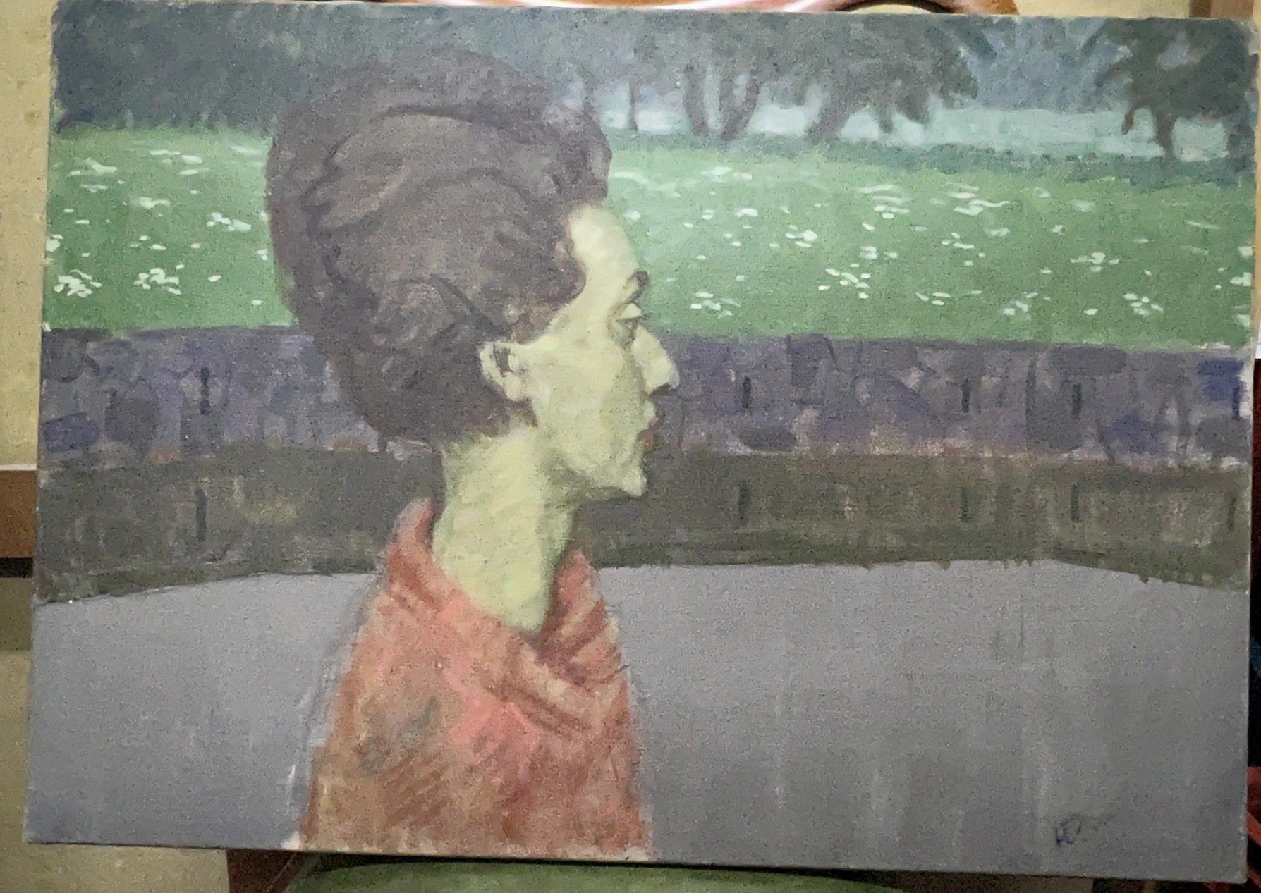 Null 
Modern School: Profile of a woman with a bun (Axelle de Gaigneron). Oil on&hellip;