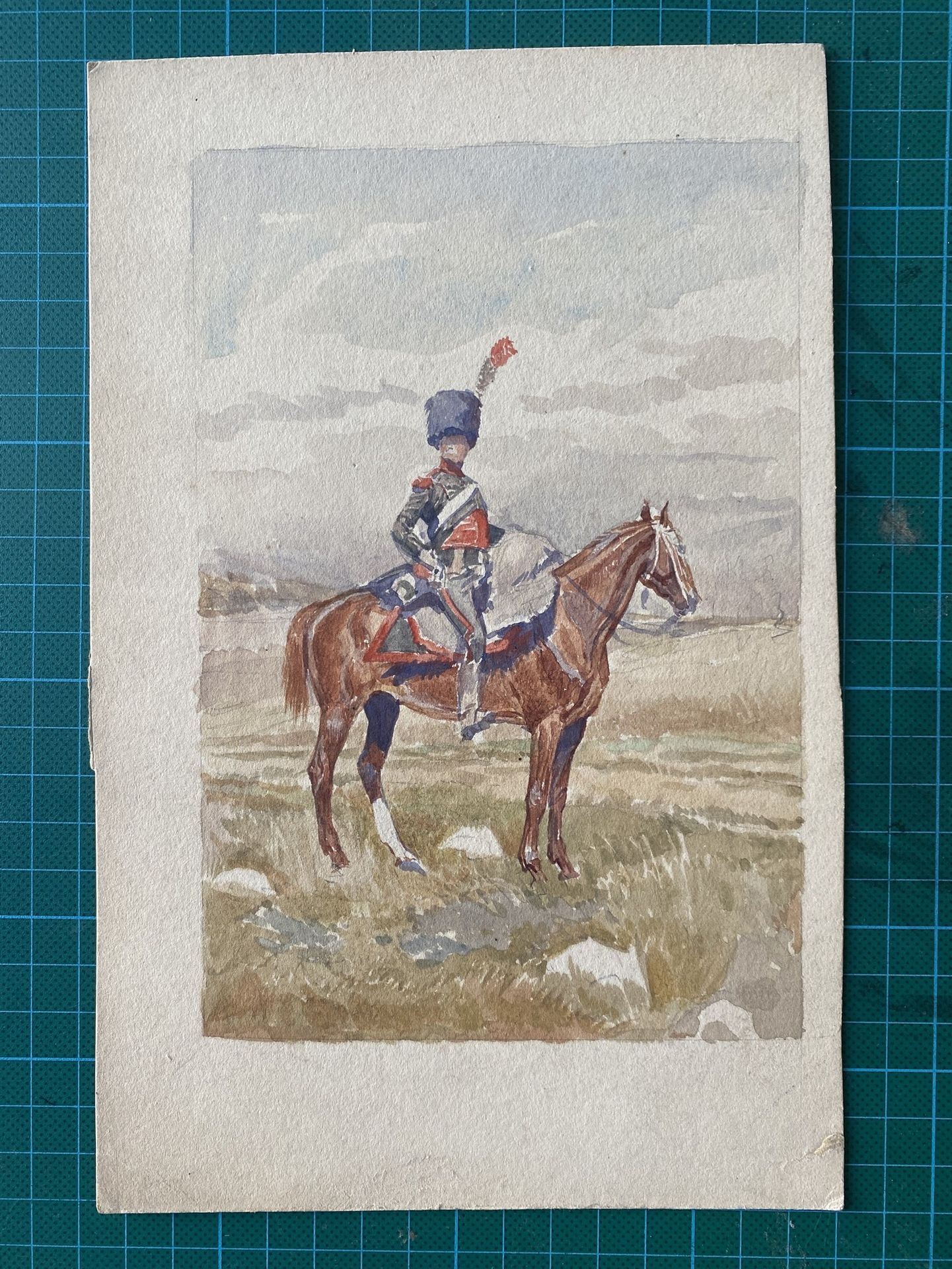 Null 
ALPHONSE LALAUZE (1872-1941), Study of a cavalryman hunter of the Imperial&hellip;