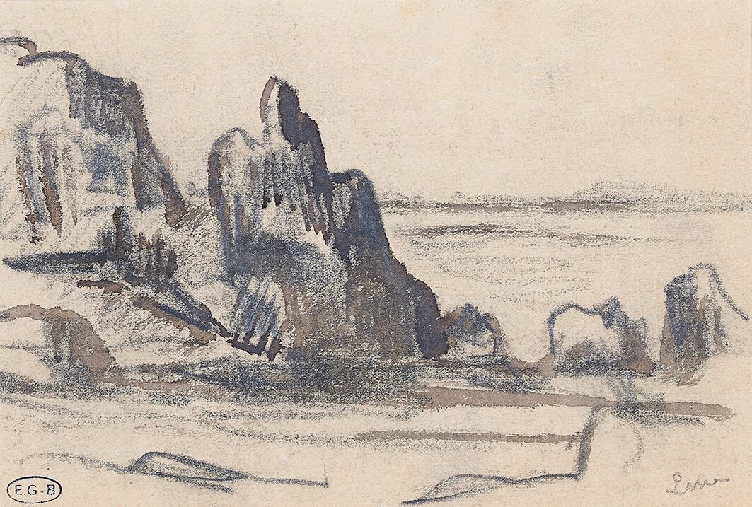 Null Maximilien LUCE (1858-1941) 

Bretagne, "Kermouster", die Felsen

Schwarze &hellip;