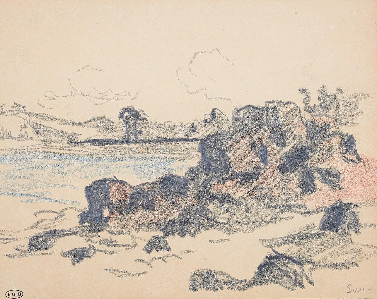 Null 马克西米利安-卢斯(1858-1941)

布列塔尼，克穆斯特，特里厄斯河口

黑色铅笔和彩色铅笔画，右下角有签名，左下角有Edouard-Georg&hellip;