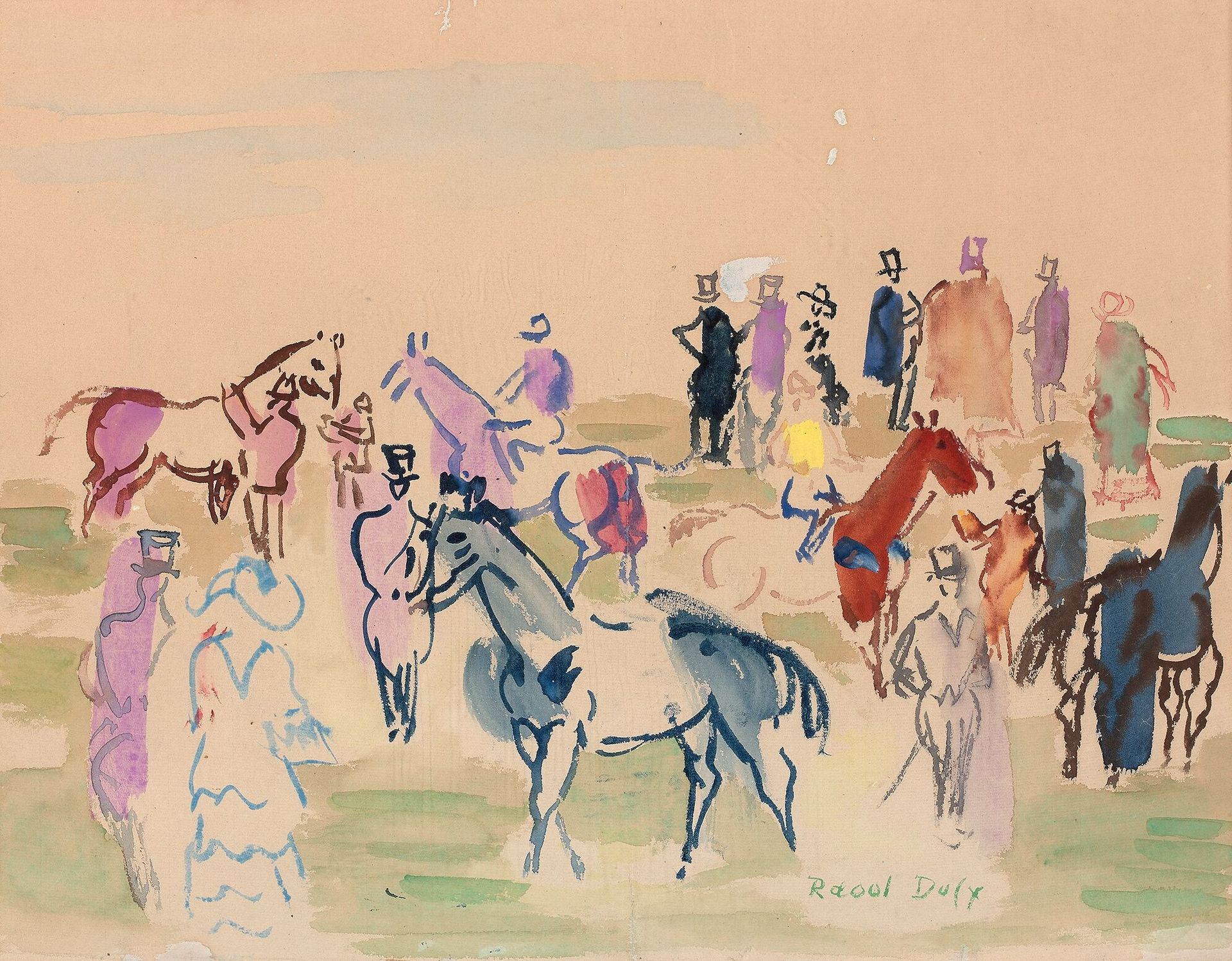 Null 拉乌尔-杜菲 (1877-1953)

在草坪上

水彩水粉画，中下部有签名。

41 x 53 厘米

出处 :

- 阿利-汗王子殿下的前收藏。
&hellip;
