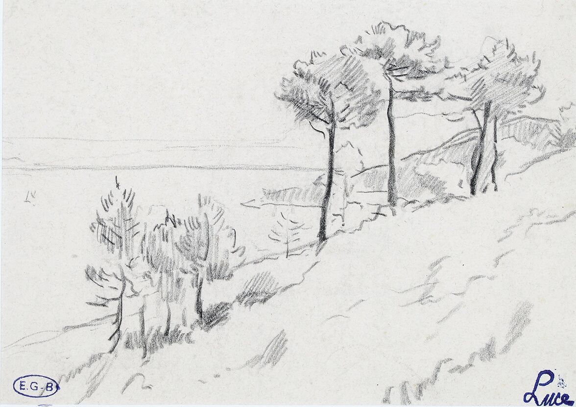 Null 马克西米利安-卢斯(1858-1941)

圣特罗佩的海岸

黑色铅笔画，右下方有签名章，左下方有Edouard-Georges Bouin收藏的印章&hellip;
