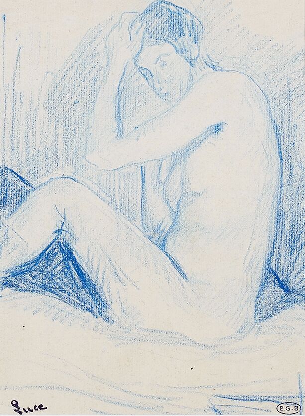 Null Maximilien LUCE (1858-1941) 

Seated Nude Woman

Blue pencil drawing, bears&hellip;