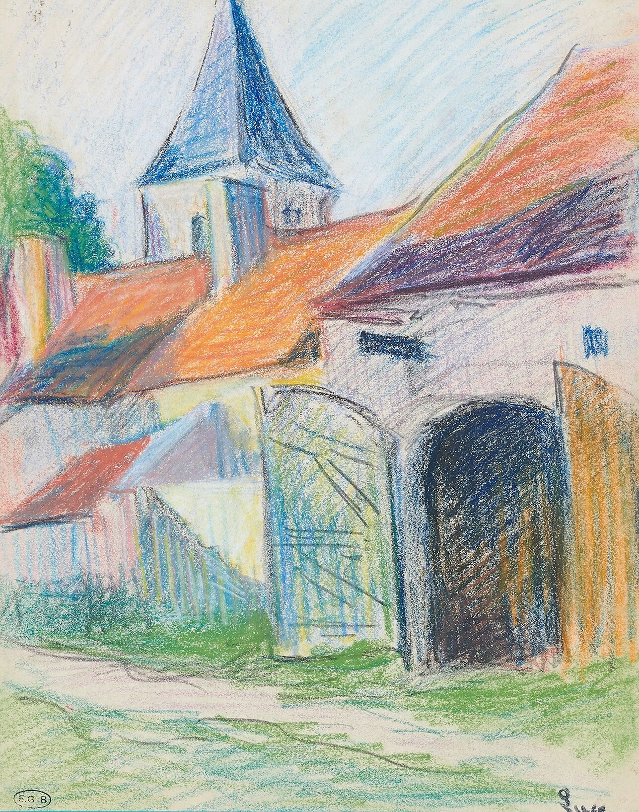 Null 马克西米利安-卢斯(1858-1941)

勃艮第，Bessy-sur-Cure的村街

彩色铅笔画，右下方有签名章，左下方有Edouard-Geor&hellip;
