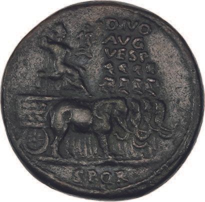 Null VESPASIEN (69-79)
Sesterce. Rome (80). Frappé sous Titus.
Vespasien assis s&hellip;