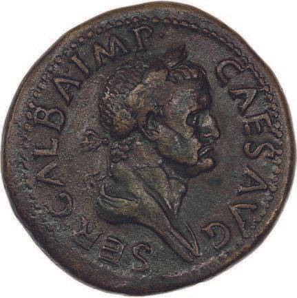 Null GALBA (68-69)
Sesterce.罗马（68）。
他的半身雕像在右边被戴上了桂冠和垂饰。
R/ 橡树花环内的传说。
C. 289.R.I.&hellip;