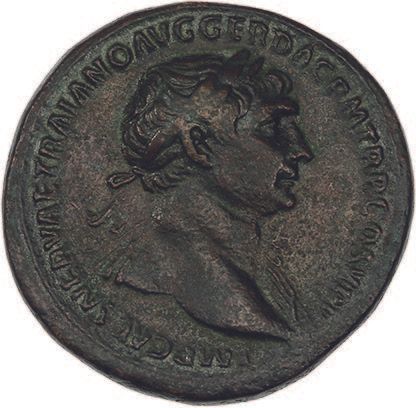 Null TRAJAN (98-117)
Sesterce. Rome (107).
Sa tête laurée à droite, drapé sur l'&hellip;