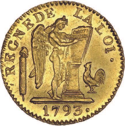 Null 会议（1792-1795）24磅黄金。 1793。里尔(3?224份)。
G. 62.
辉煌的一击。极好的。