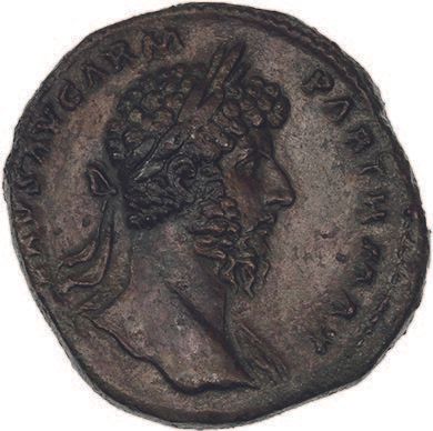 Null LUCIUS VERUS (161-169)
Sesterce. Rome (166).
Sa tête laurée à droite, drapé&hellip;