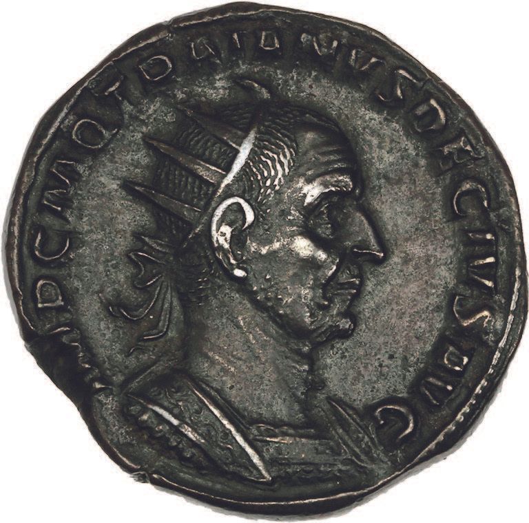 Null TRAJAN DECE (249-251)
双倍的硬币。罗马（250）。
他的半身像呈放射状，右侧有护肩。
R/ Felicity站在左边，手持仙人掌&hellip;
