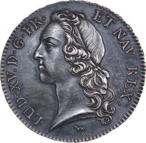 Null 路易十五（1715-1774）
带头巾的盾牌。1740年，巴黎。预备系列。
D. 1680年。
布朗宁片。罕见。极好的。