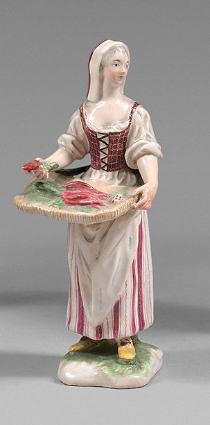 NIDERVILLER Statuette representing a merchant standing on a pedestal holding a t&hellip;