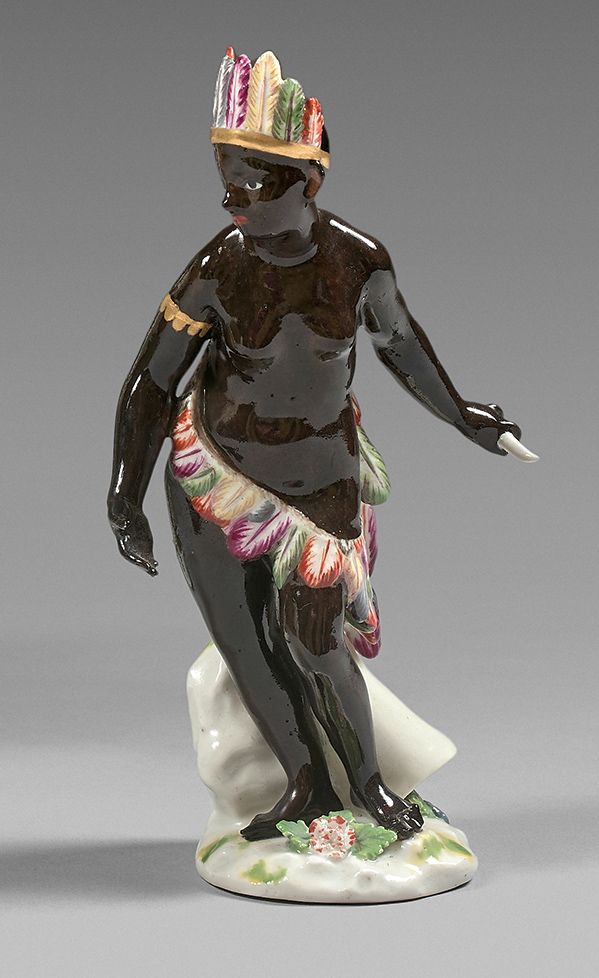 MEISSEN Allegorical statuette representing Africa in the shape of an African hun&hellip;