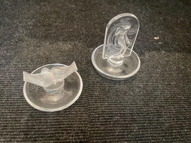 Null Two crystal baguiers signed Lalique France.