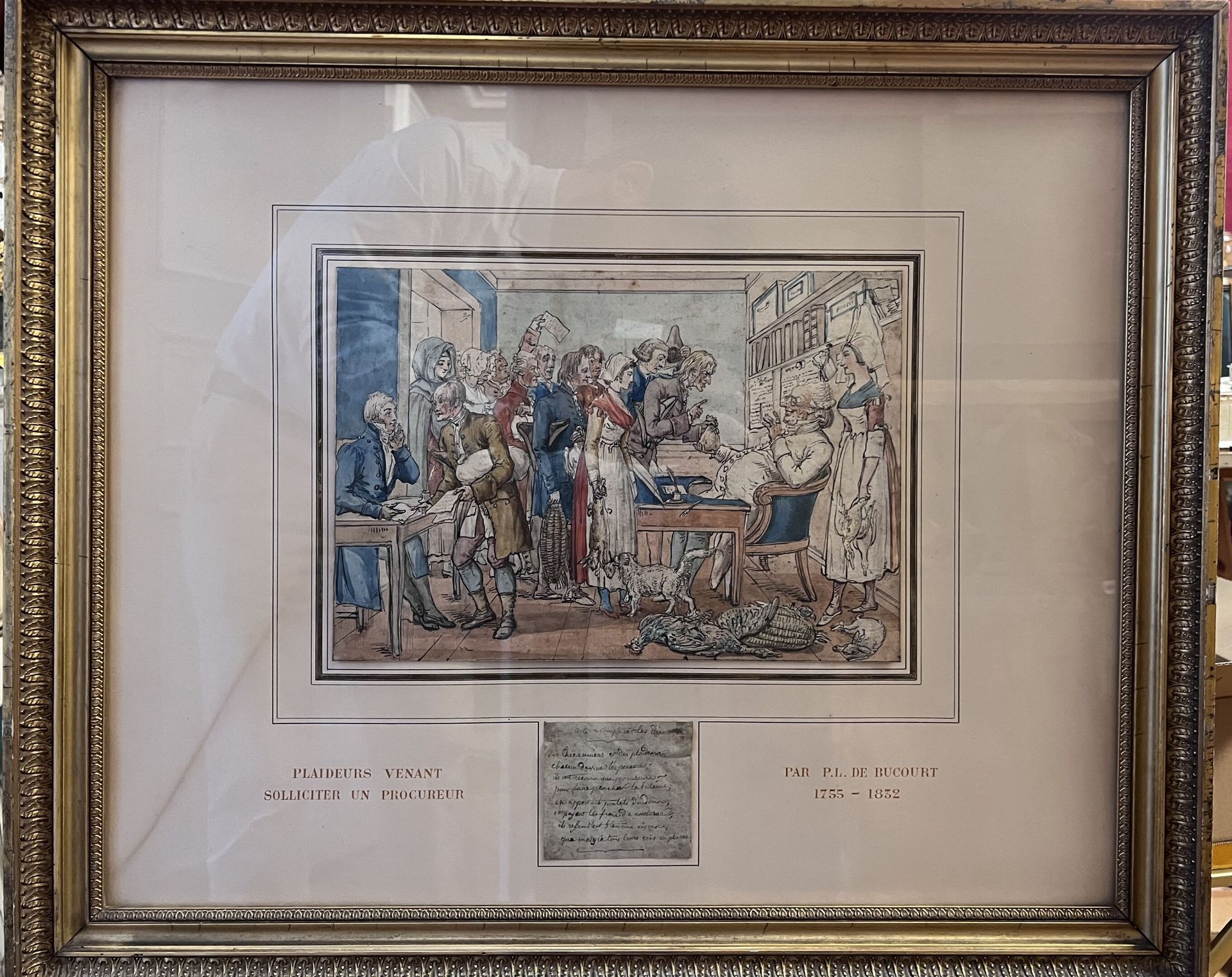 Null 19世纪初的学校

恳求者来征求检察官的意见

水彩画，刻有 "de BUCOURT "字样

24 x 34 cm
