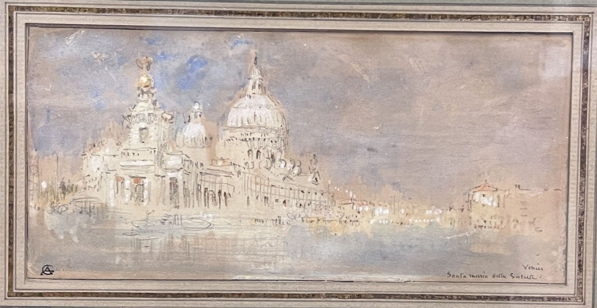Null 威尼斯风景，一套三幅水彩画，有GA或CA的字样和标题，日期为1872年

- 圣玛丽亚-德拉-萨尔特 (9 x 18 cm)

- 来自圣乔治岛的威尼&hellip;