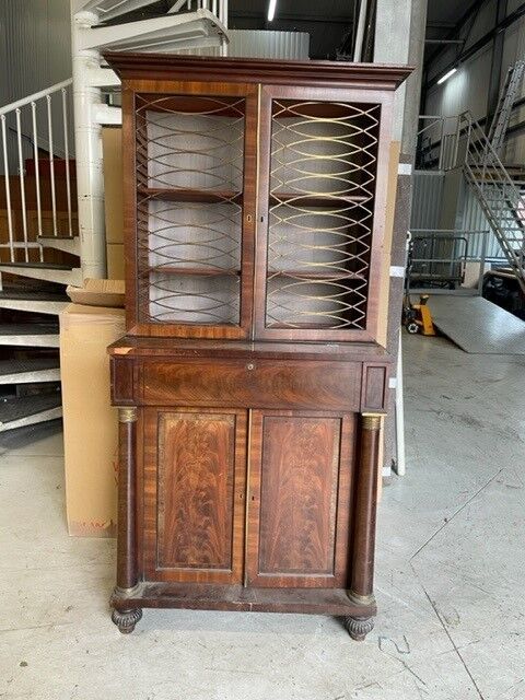 Null Mahogany two parts bookcase with detached columns England Regency period si&hellip;