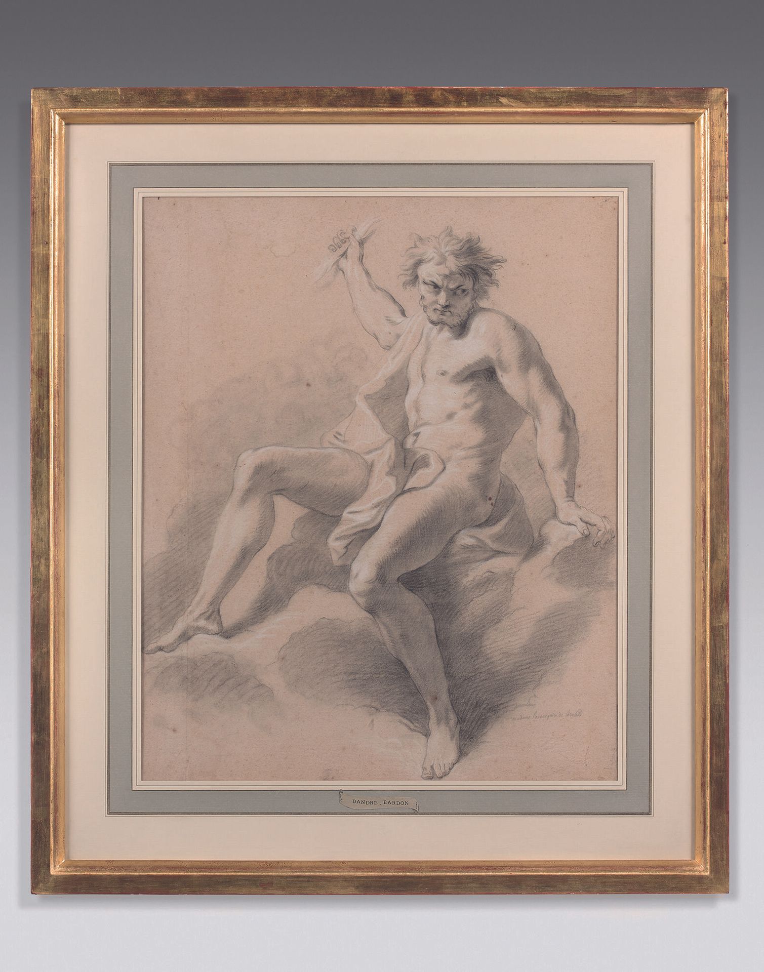 Null 归功于米歇尔-弗朗索瓦-丹德-巴顿（1700-1783）。
朱庇特像的研究 
黑色石头，白色亮点。 
52,7 x 42,6 cm
右下角有注解："M&hellip;
