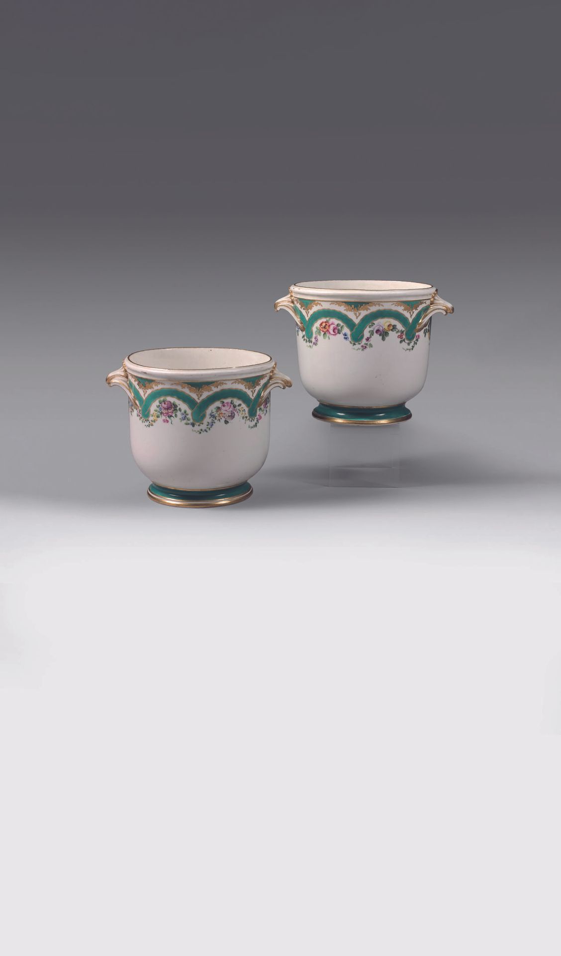 Null SÈVRES. 
A PAIR OF BIBLETS in soft porcelain with polychrome decoration of &hellip;
