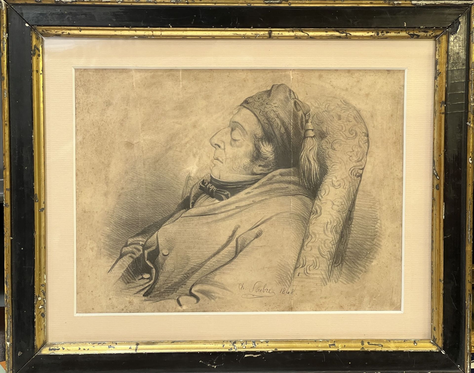 Null Charles SOUBRE (1820-1895)
Portrait d'un homme endormi
Fusain sur papier
Si&hellip;